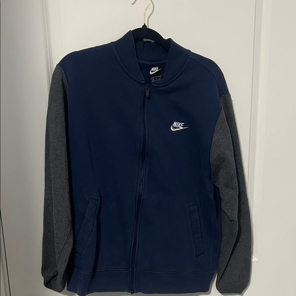 Nike Men's Blue and Gray Zip-Up Sweater